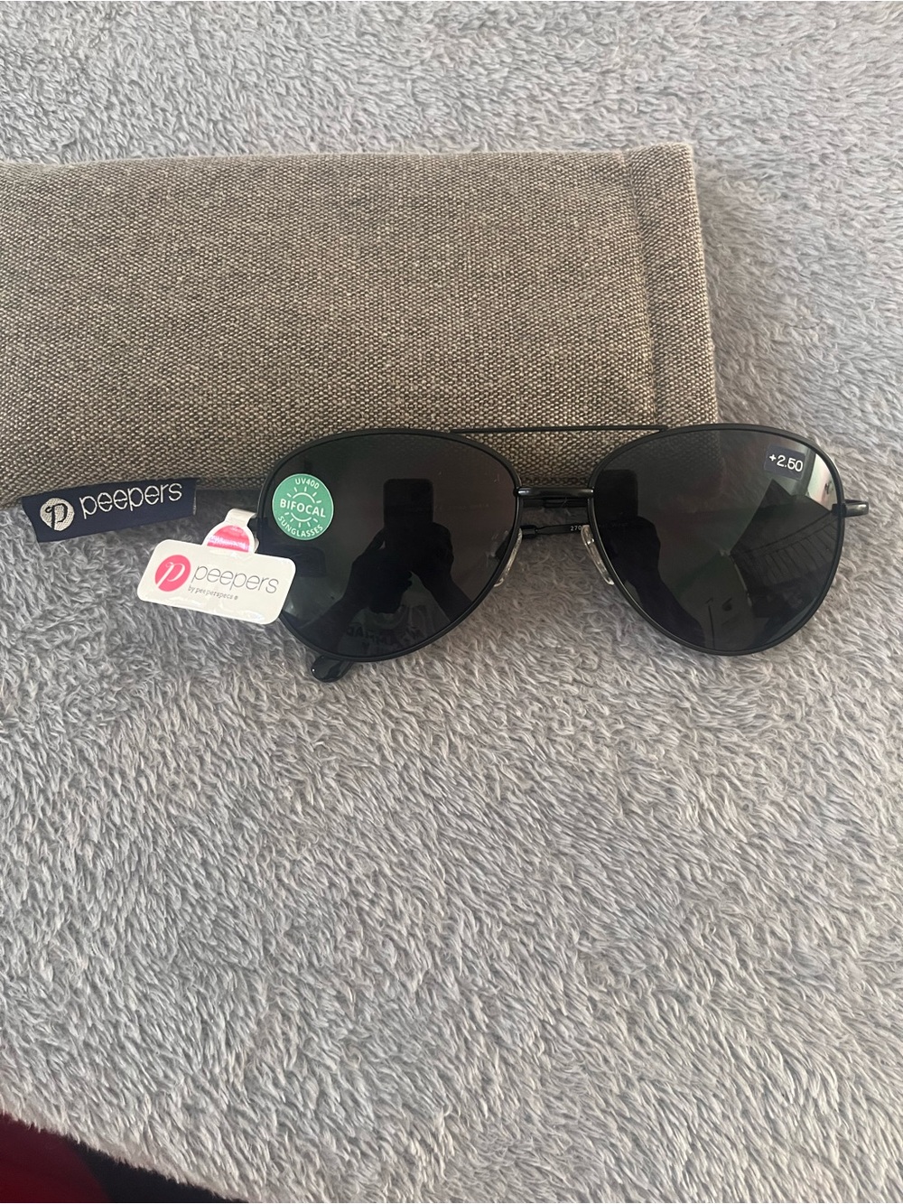 Peepers +2.50 Bifocal Aviator Sunglasses in Black